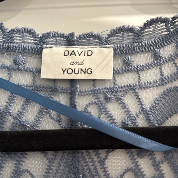 David and Young Blue Floral Lace Kimono Duster Womens One Size Boho Sheer - Picture 4 of 5